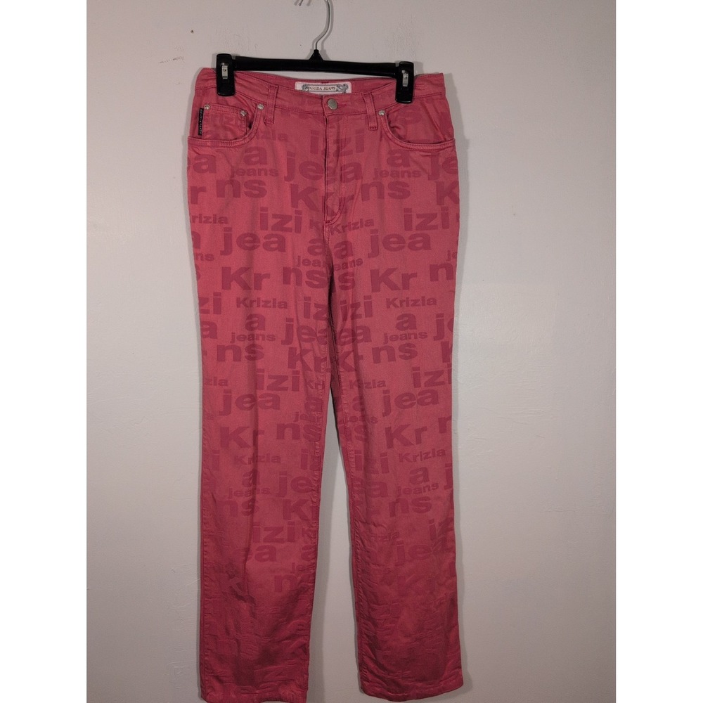 KRIZIA WOMEN'S PANTS SALMON COLOR Y2K Vintage Graphic SIZE-32 RARE
